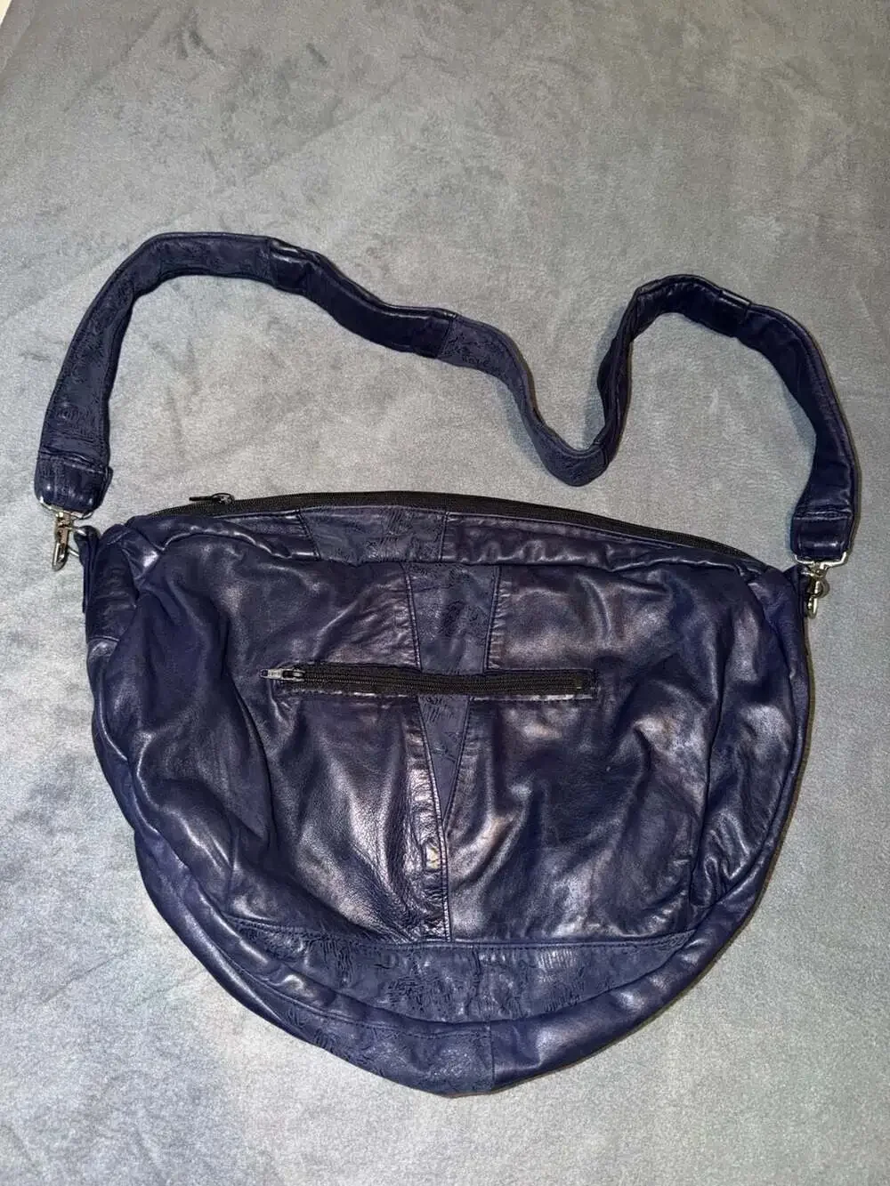 Hoakon Helga Blue Leather Hobo Shoulder Crossbody Bag